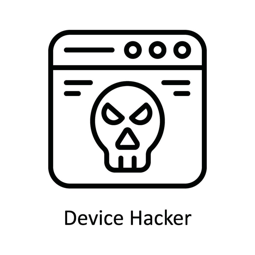 Gerät Hacker Vektor Gliederung Symbol Design Illustration. Cyber Sicherheit Symbol auf Weiß Hintergrund eps 10 Datei