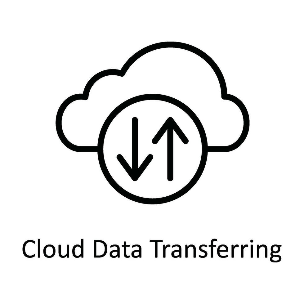 Wolke Daten übertragen Vektor Gliederung Symbol Design Illustration. Cyber Sicherheit Symbol auf Weiß Hintergrund eps 10 Datei