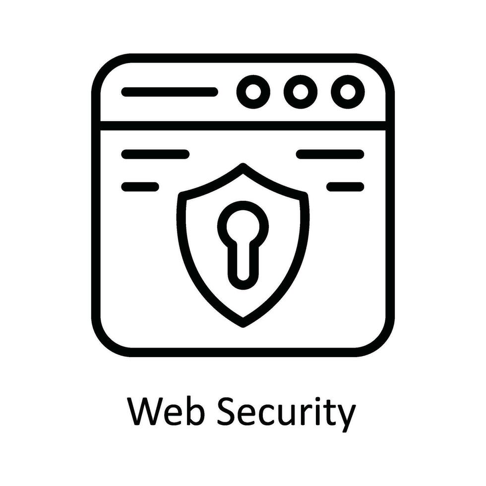 Netz Sicherheit Vektor Gliederung Symbol Design Illustration. Cyber Sicherheit Symbol auf Weiß Hintergrund eps 10 Datei
