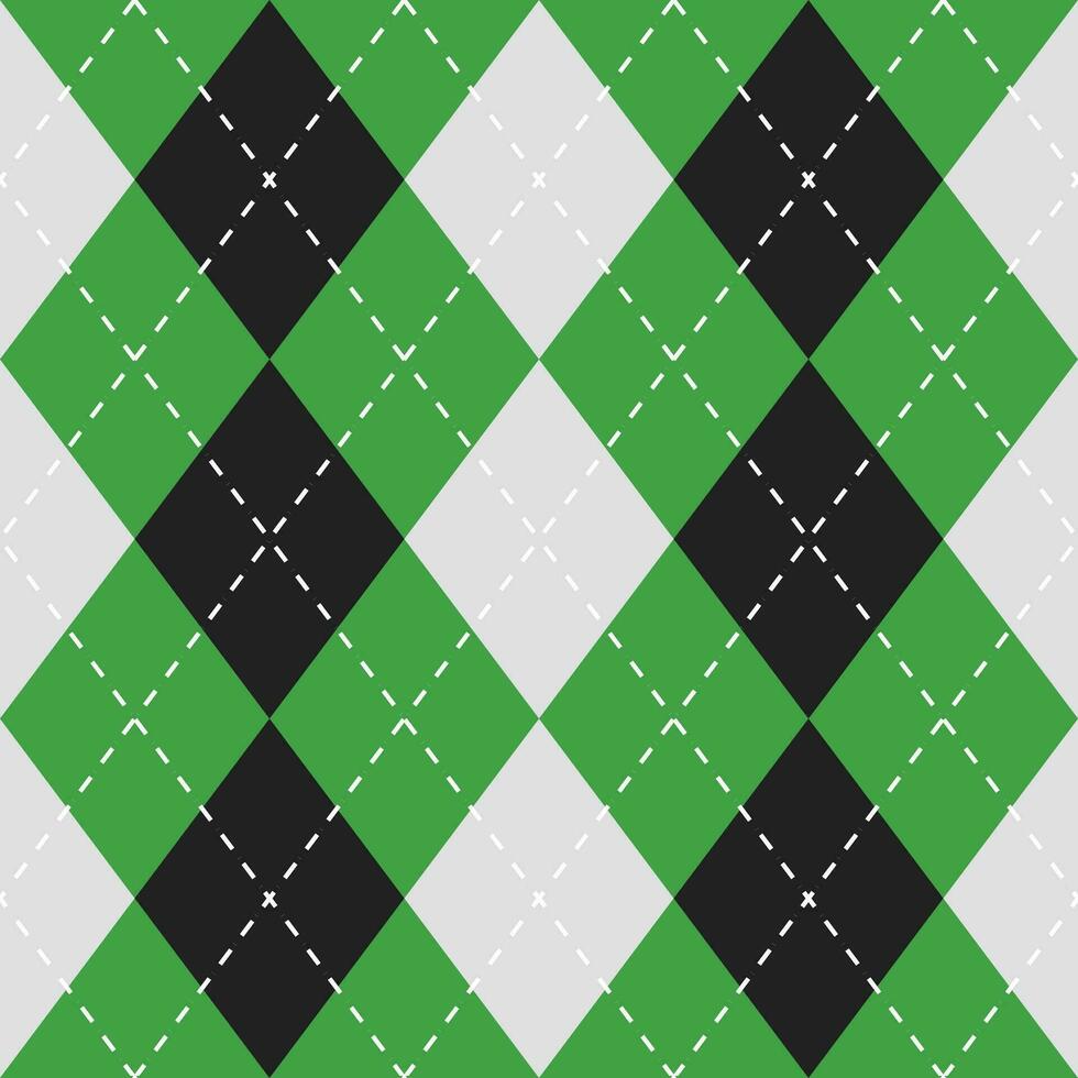 Argyle Vektor Muster. Argyle Muster. Licht Grün und schwarz Argyle Muster. nahtlos geometrisch Muster zum Kleidung, Verpackung Papier, Hintergrund, Hintergrund, Geschenk Karte, Pullover.