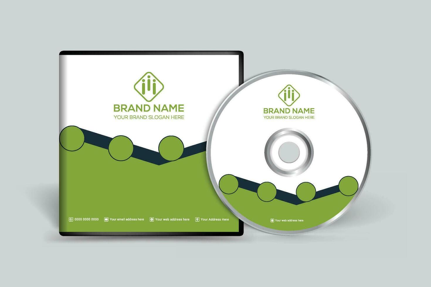 företags- grön Färg CD omslag design vektor