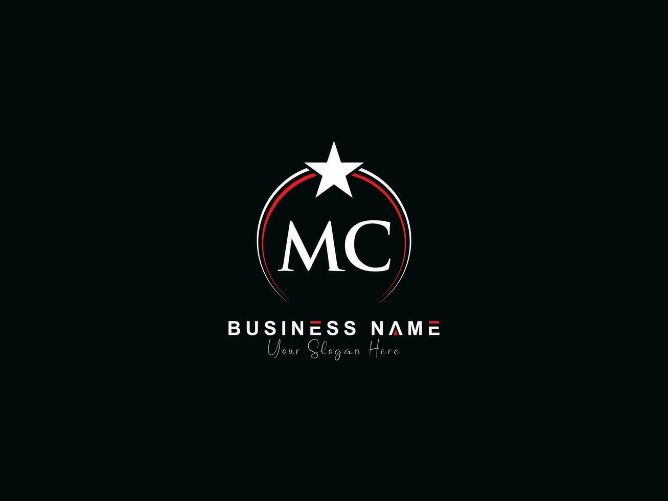 monogram cirkel mc lyx logotyp, kreativ stjärna mc logotyp brev ikon vektor
