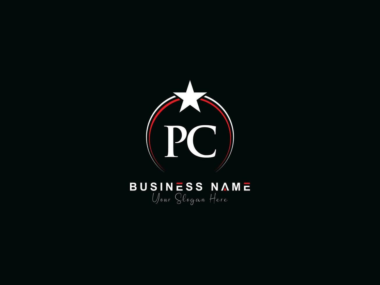 minimalistisch Kreis pc Logo Symbol, kreativ pc Luxus Star Logo Brief vektor