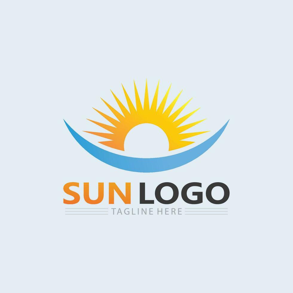 Sol logotyp och Sol vektor illustration ikon