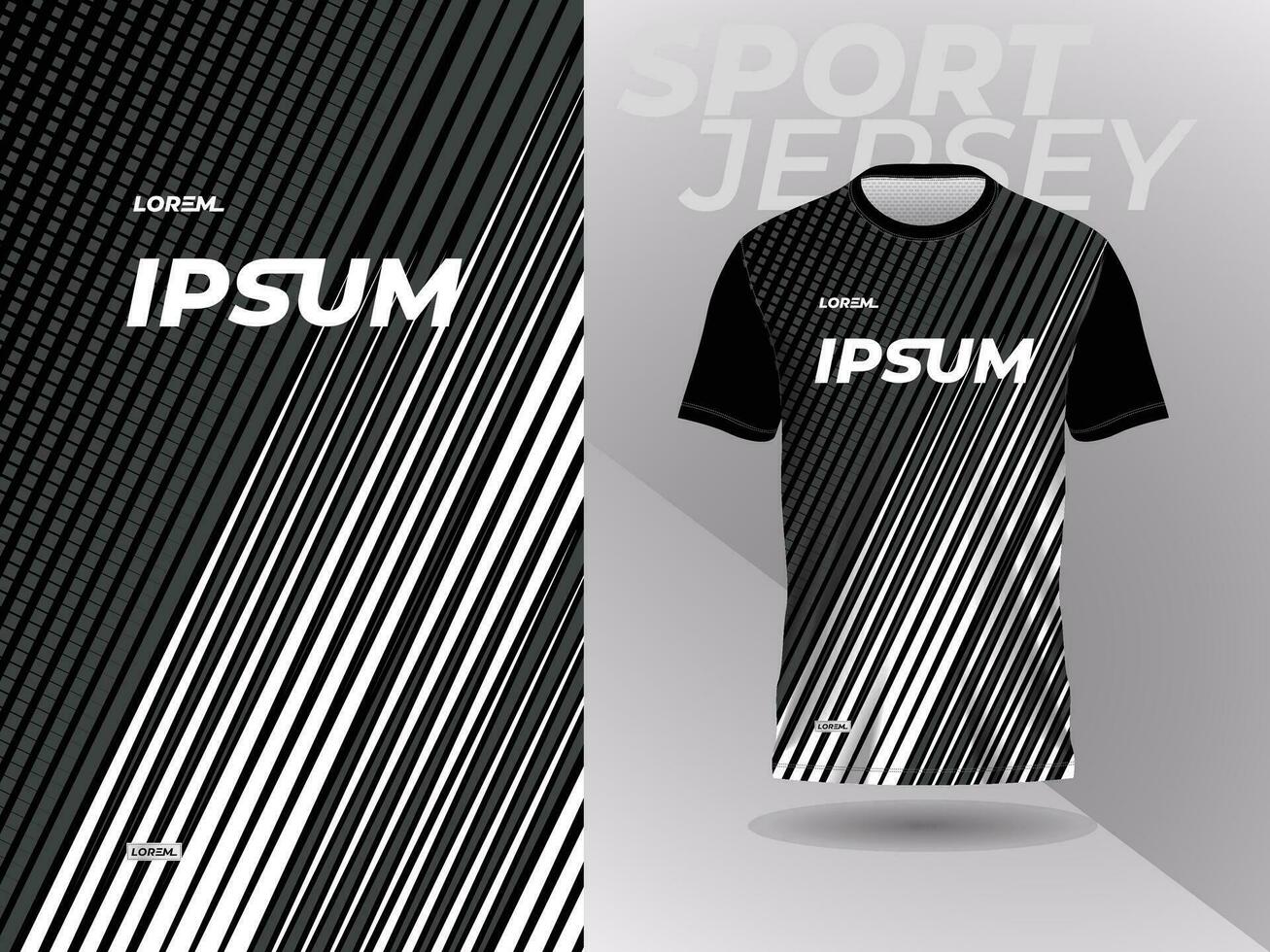 svart vit skjorta sport jersey attrapp mall design för fotboll, fotboll, tävlings, spel, motocross, cykling, och löpning vektor