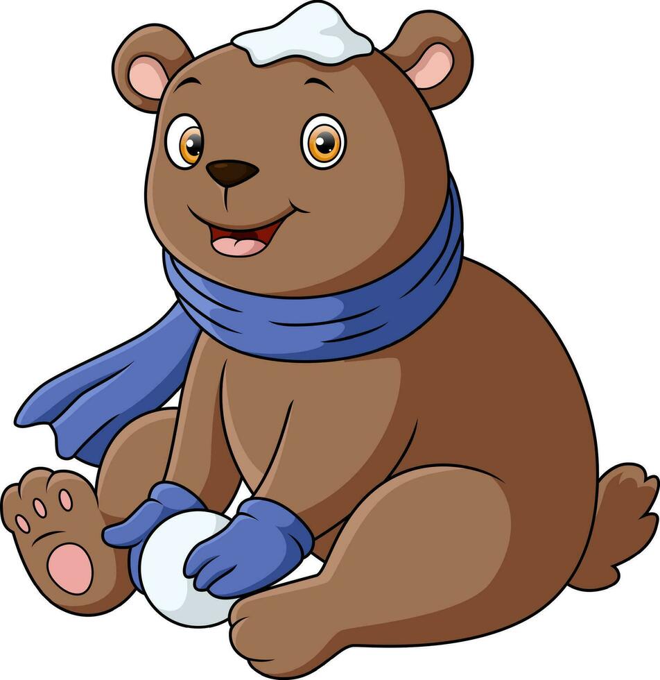 süß Bär Karikatur tragen Schal vektor