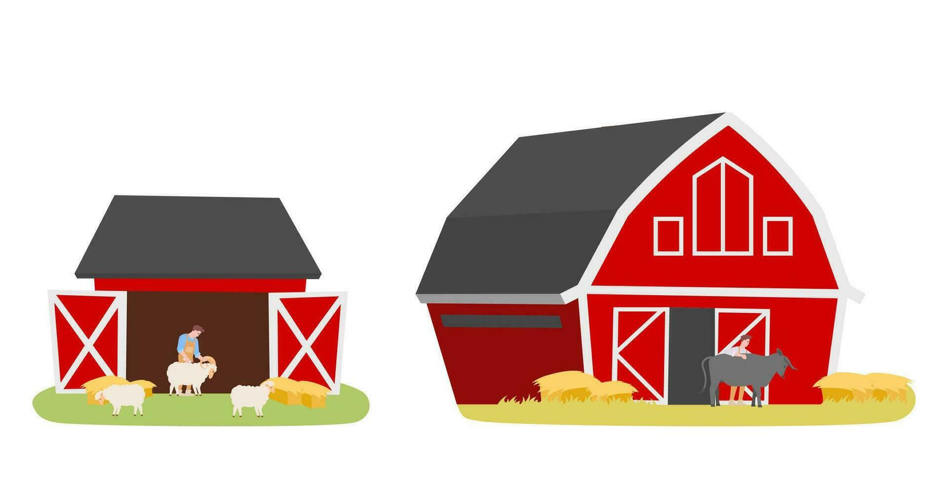 landsbygden element - röd bruka ladugård isolerat illustration. vektor
