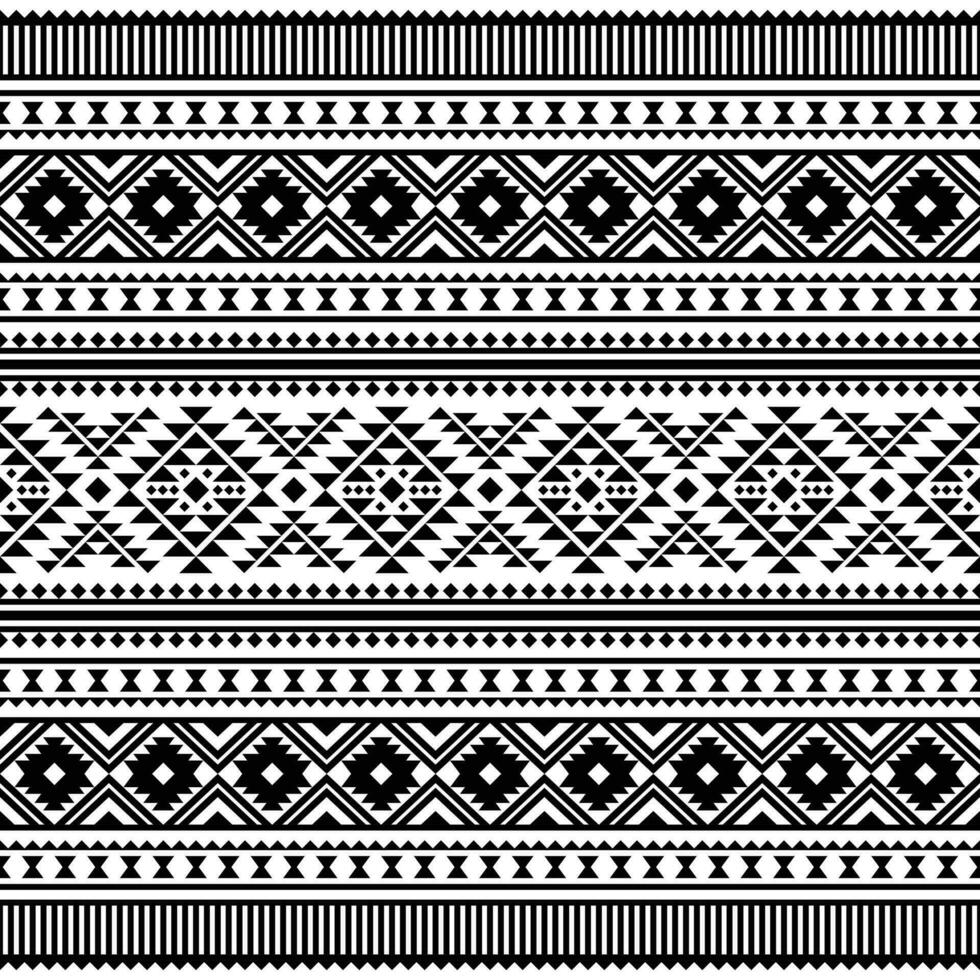 aztekisch geometrisch nahtlos ethnisch Muster. Stammes- traditionell Ornament Motiv Design zum Textil. schwarz und Weiß Farben. vektor
