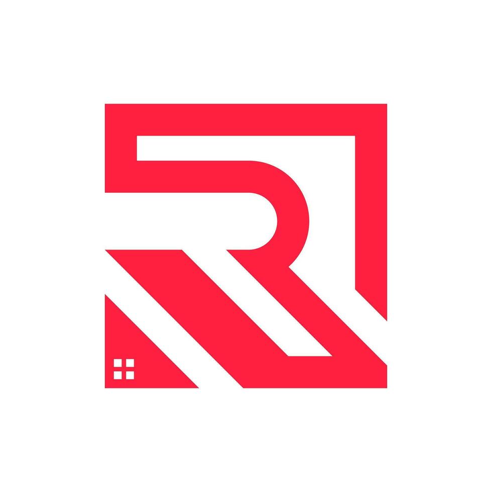 r brev logotyp design med hus för verklig egendom företag vektor