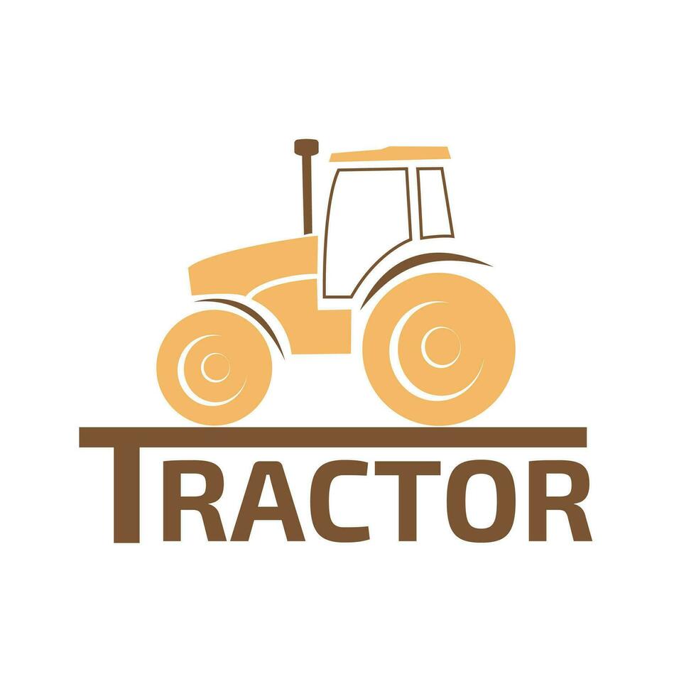 traktor logotyp logotyp design för lantbruk, uthyrning, reparera företag. vektor