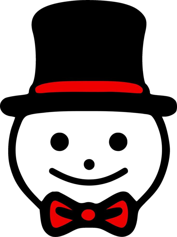 Schneemann Kopf mit ein oben Hut und Bogen Krawatte Vektor Illustration