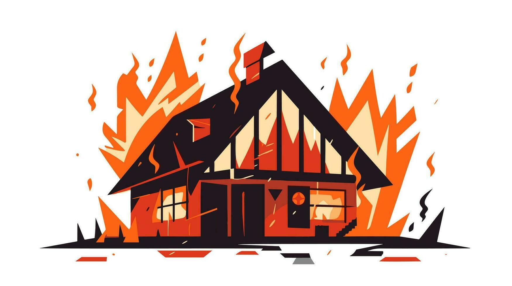 dramatisch Flamme erkunden das heftig Bild von ein Haus auf Feuer im das Banner vektor