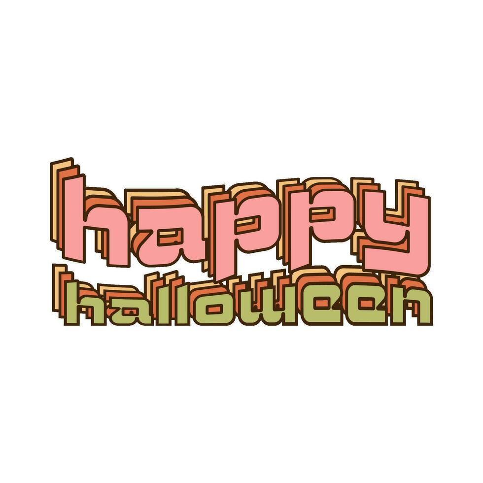 glücklich Halloween - - modisch Jahrgang geometrisch Schriftart im groovig 90er Jahre Stil. Schriftart geschichtet Inschrift isoliert. Kontur Hand gezeichnet Vektor Illustration.