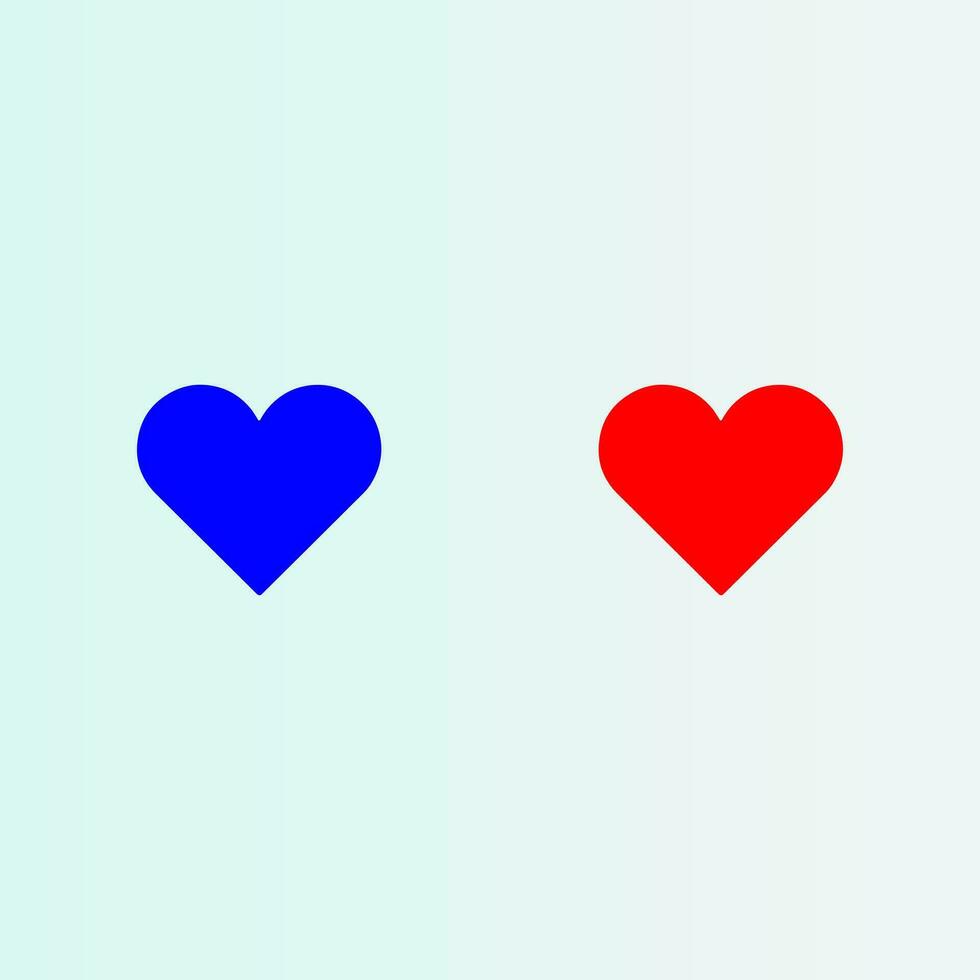 blå och röd hjärtan ikoner uppsättning vektor