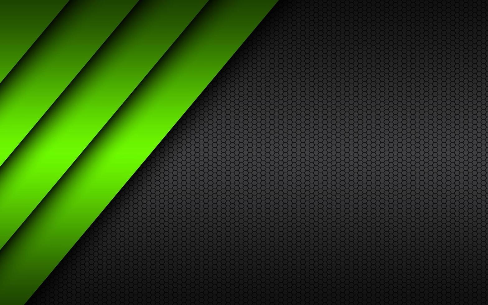 svart och grön modern materialdesign med sexkantigt nät. mörk metall bakgrund. mall för ditt företag. vektor abstrakt widescreen bakgrund