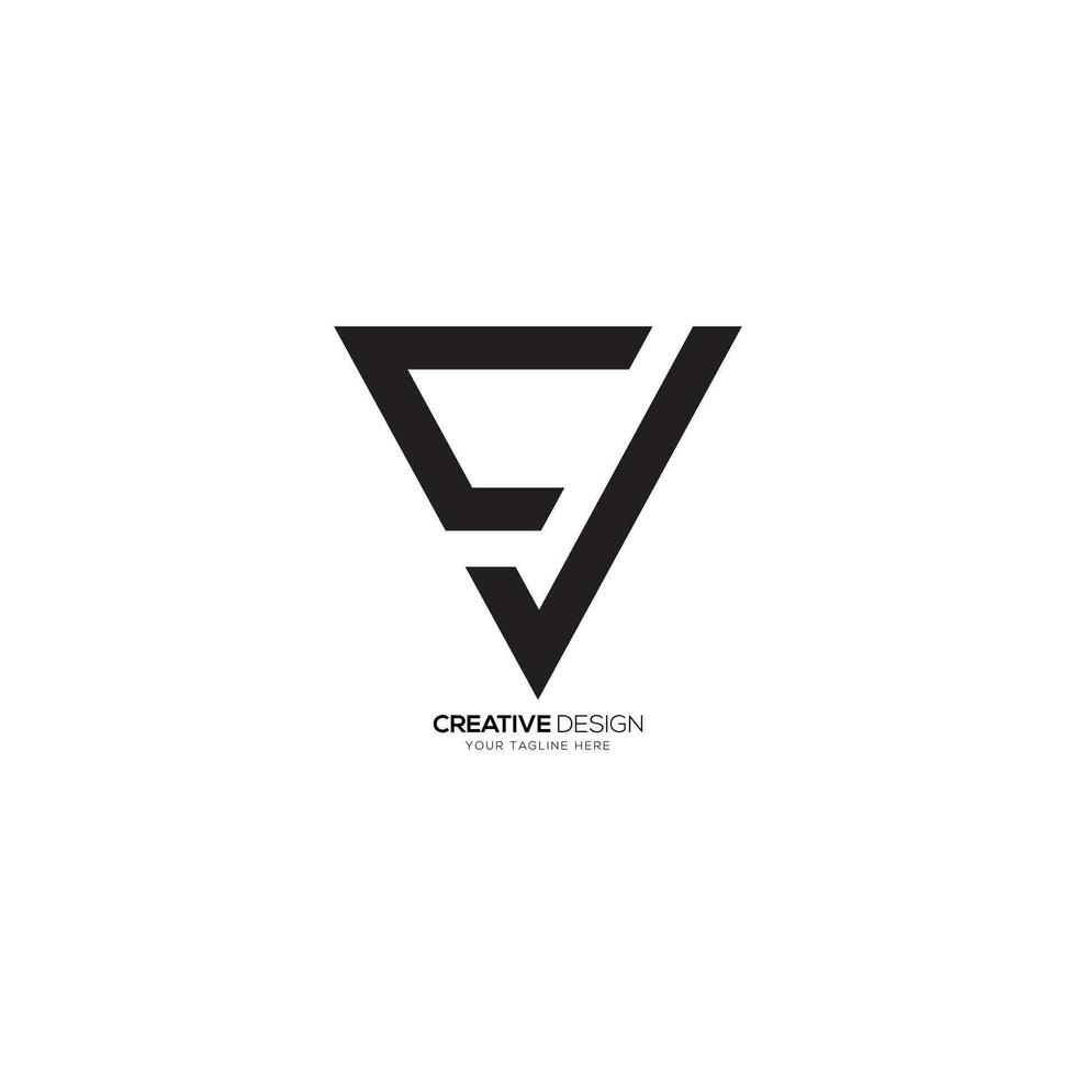 triangel form modern brev CV kreativ linje konst monogram logotyp. CV logotyp, vc logowebb vektor