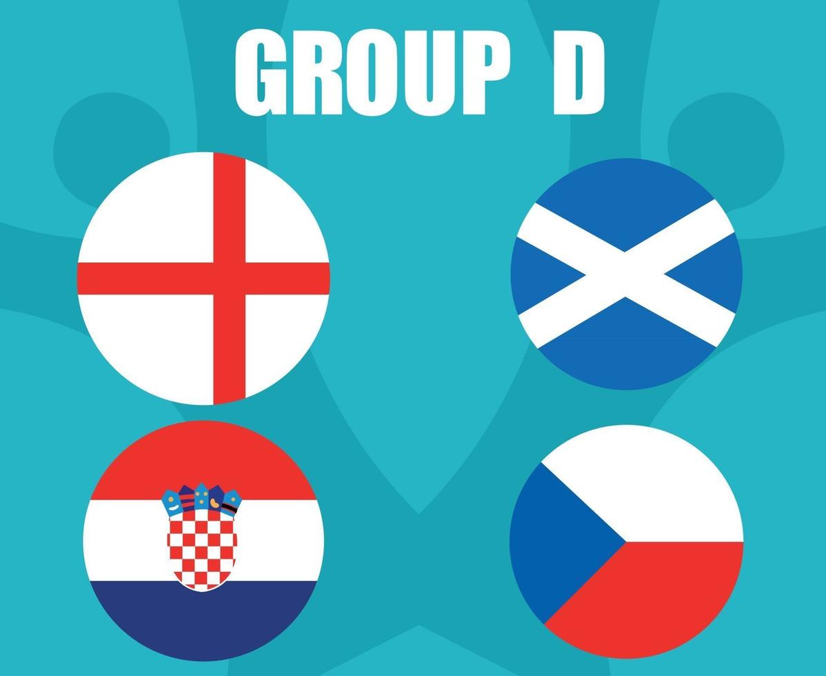 europeisk fotboll 2020-lag. grupp d länder flaggor england skottland kroatien tjeckiska. europeisk fotbollsfinal vektor
