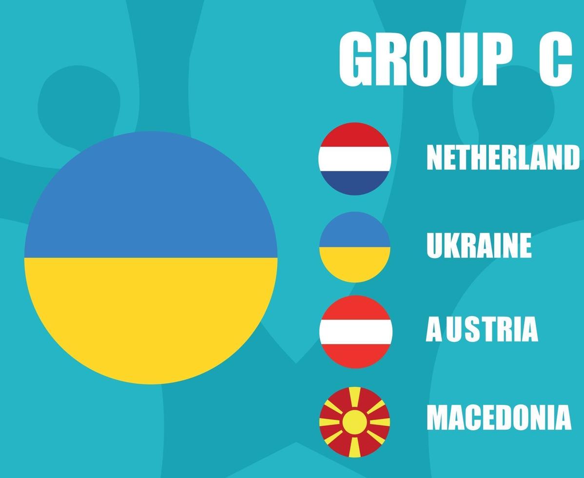 europeiska fotboll 2020-lag. grupp c ukrainas flagga. europeisk fotbollsfinal vektor