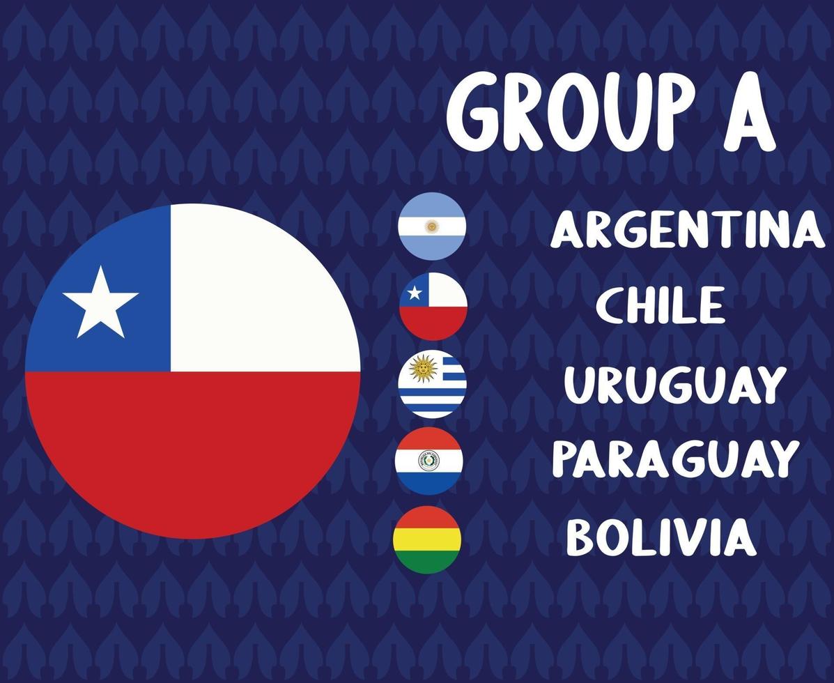 amerika lateinischer fußball 2020 teams.group a chile flag.america latin football final vektor