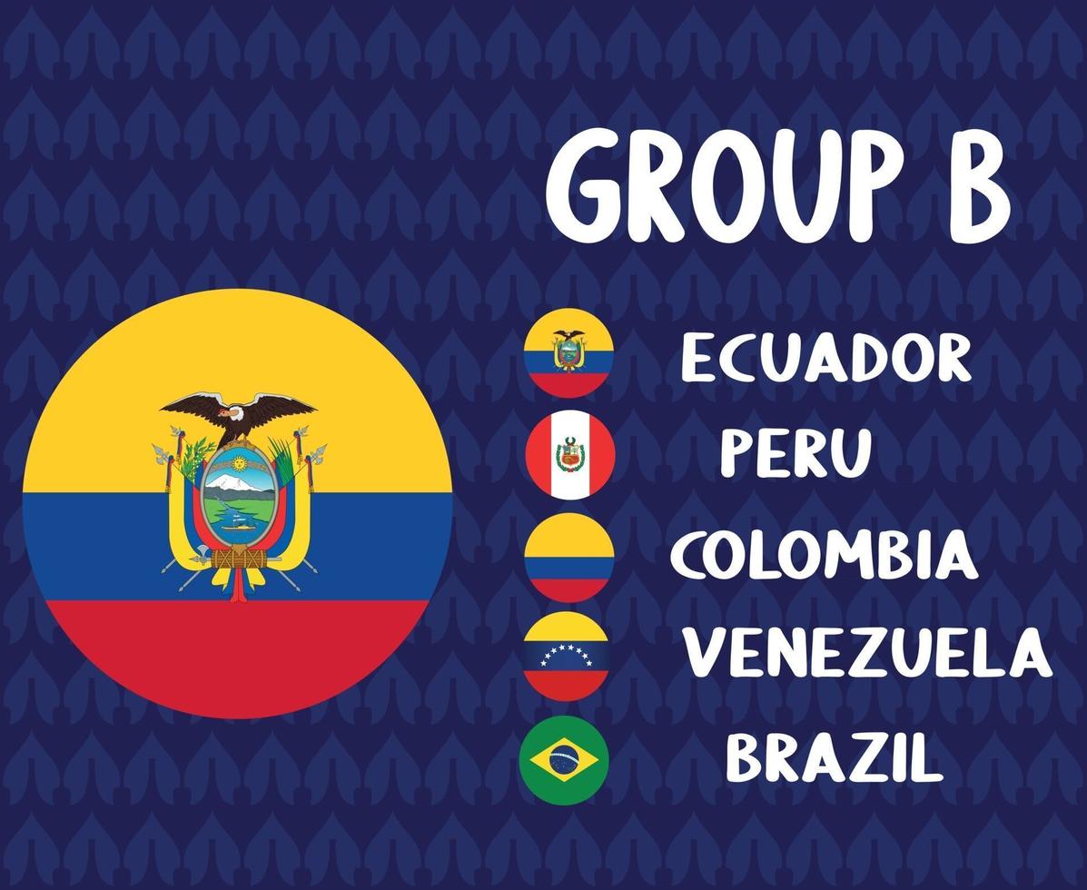 amerika lateinischer fußball 2020 teams.group b ecuador flag.america latin football final vektor