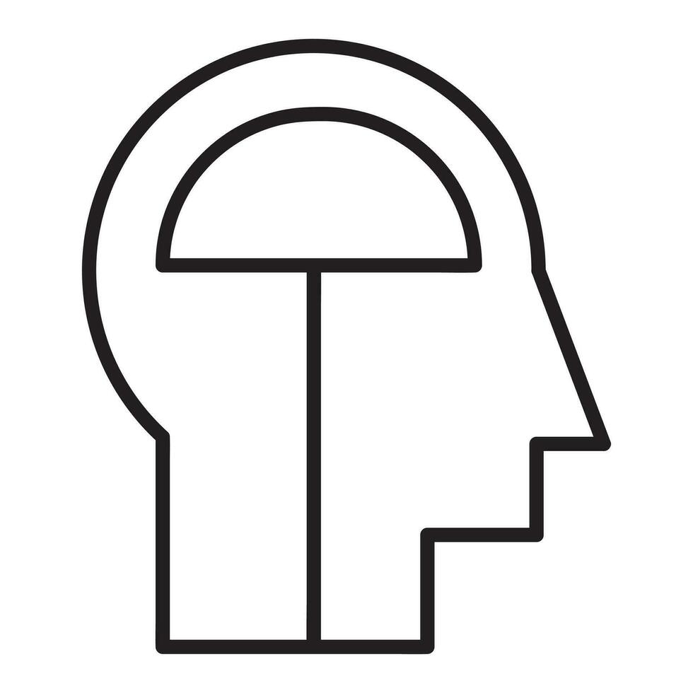 künstlich Intelligenz mit Mensch Kopf Symbol. Mensch Kopf Vektor Symbol von künstlich Intelligenz Sammlung. Gliederung Stil Benutzerbild Symbol.