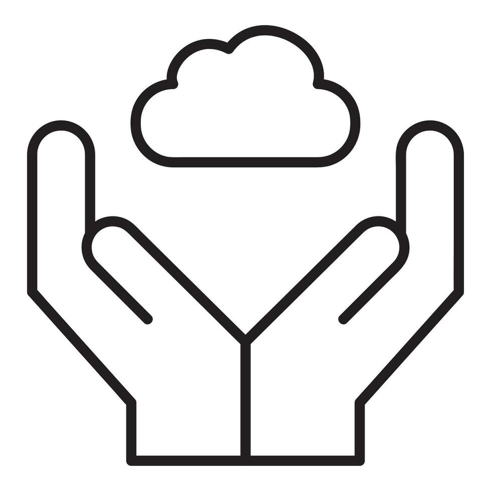 Hand halten Wolke Symbol. Hand halten Wolke Vektor Symbol von das künstlich Intelligenz Sammlung. Gliederung Stil Hand halten Wolke Symbol.