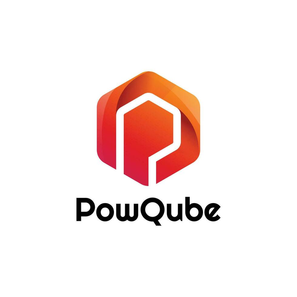 p Leistung qube Brief Logo Design vektor