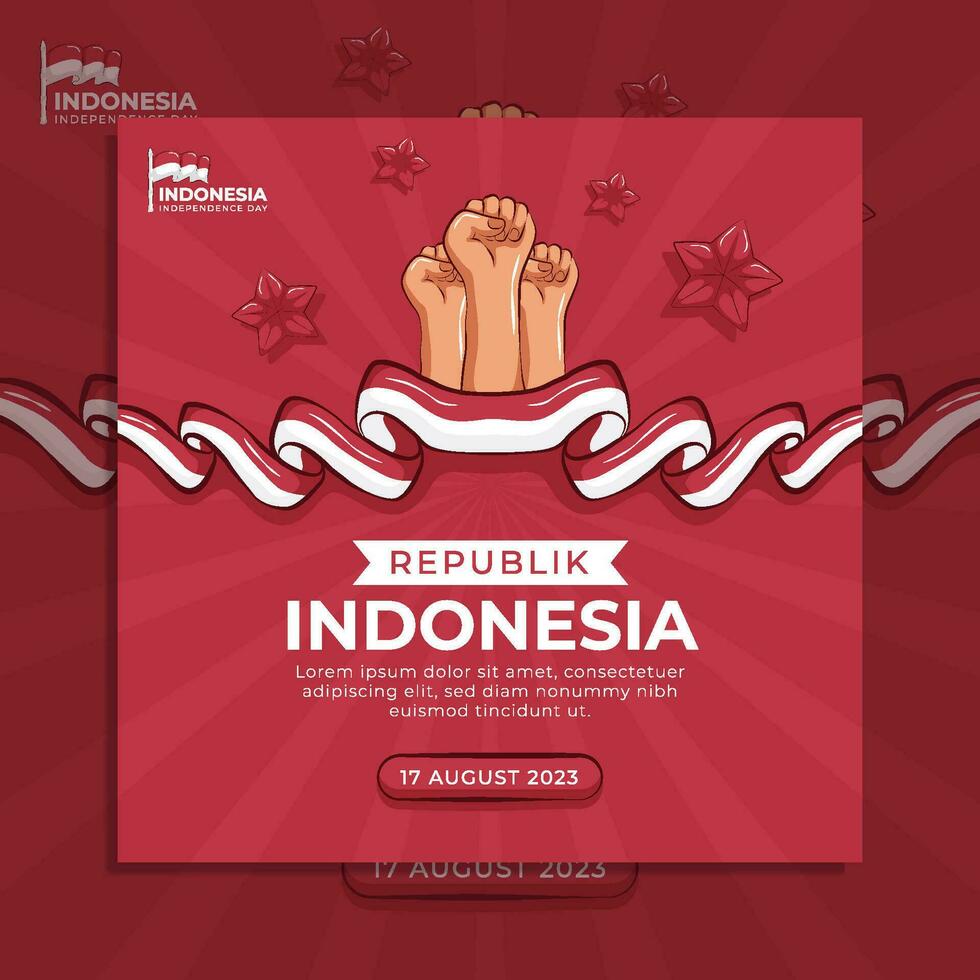 indonesien unabhängigkeitstag social media flyer banner vorlage vektor