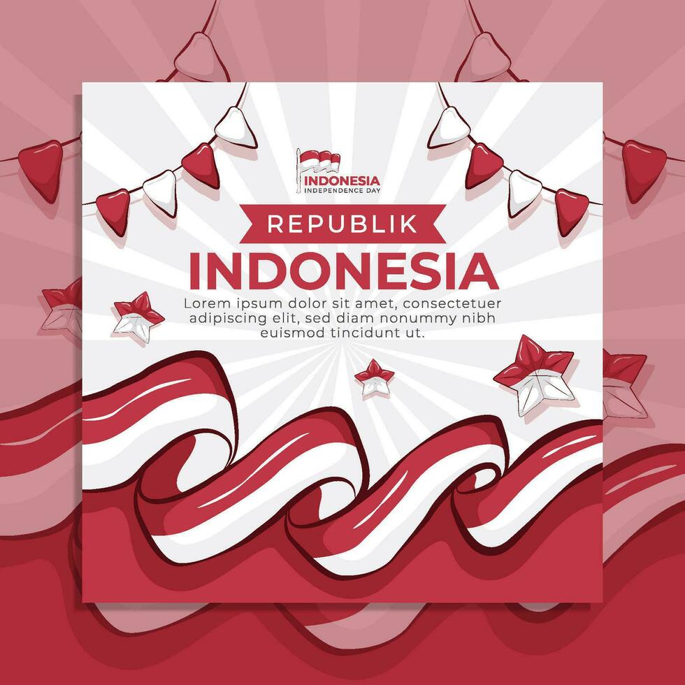 Indonesiens självständighetsdag sociala medier flyer banner mall vektor