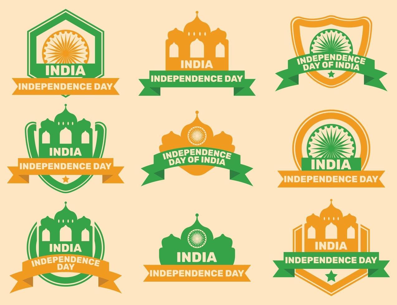 Abzeichensammlungen für den Unabhängigkeitstag in Indien vektor