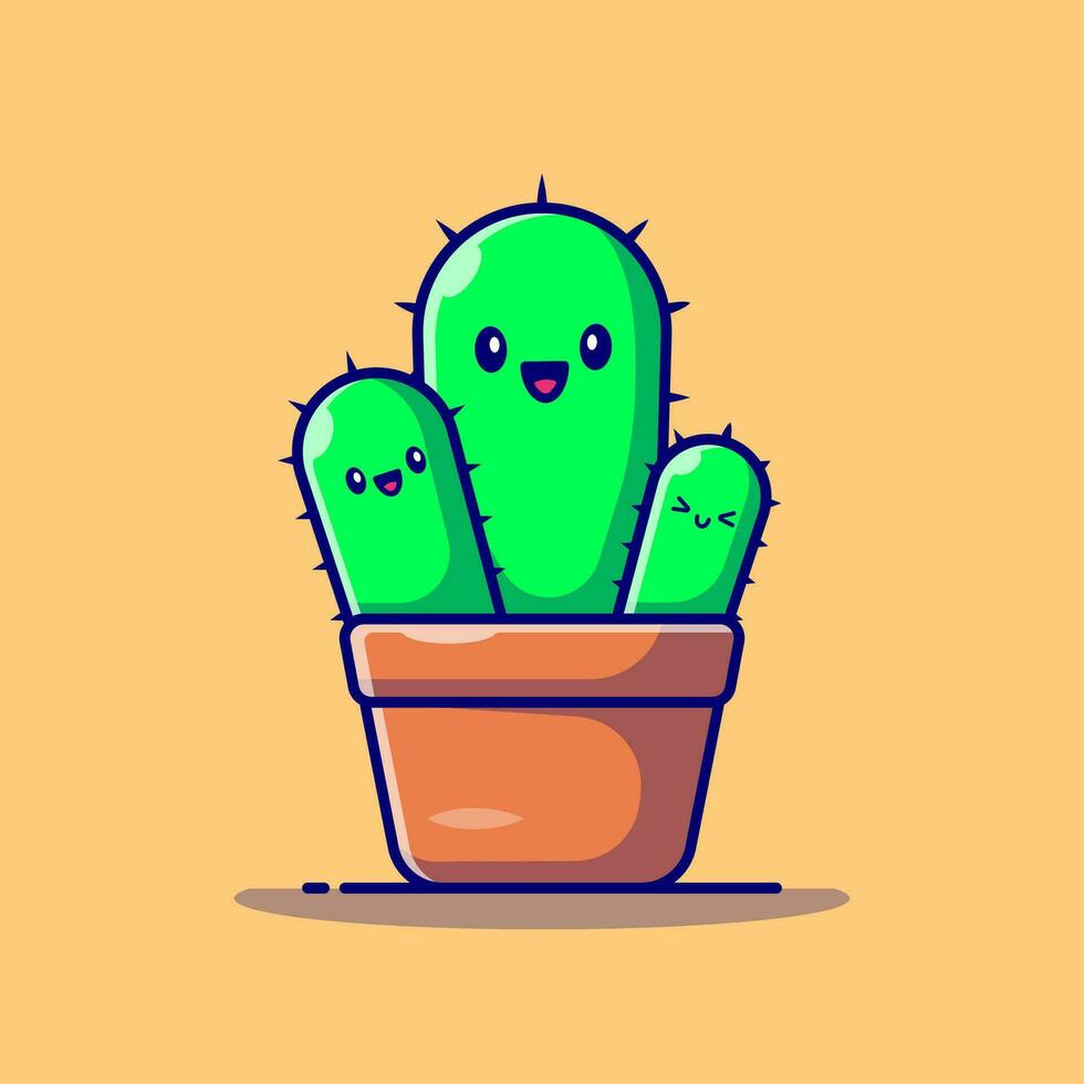 glücklich Kaktus Pflanze Karikatur Vektor Symbol Illustration. Natur Objekt Symbol Konzept isoliert Prämie Vektor. eben Karikatur Stil