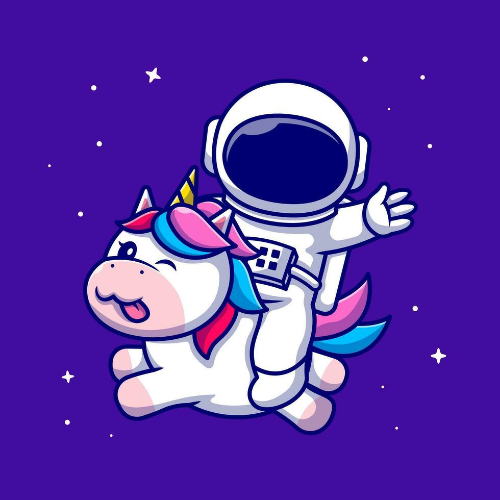 süß Astronaut Reiten süß Einhorn Karikatur Vektor Symbol Illustration. Wissenschaft Tier Symbol Konzept isoliert Prämie Vektor. eben Karikatur Stil