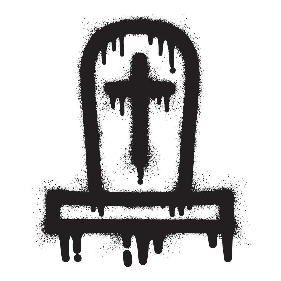 gravsten grav halloween ikon graffiti med svart spray måla vektor