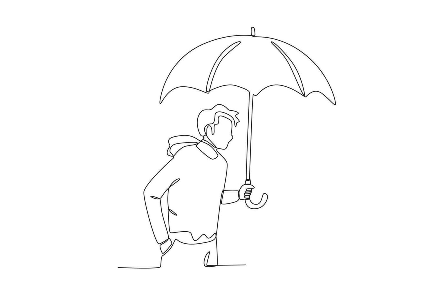 ein Mann Gehen mit ein Regenschirm vektor