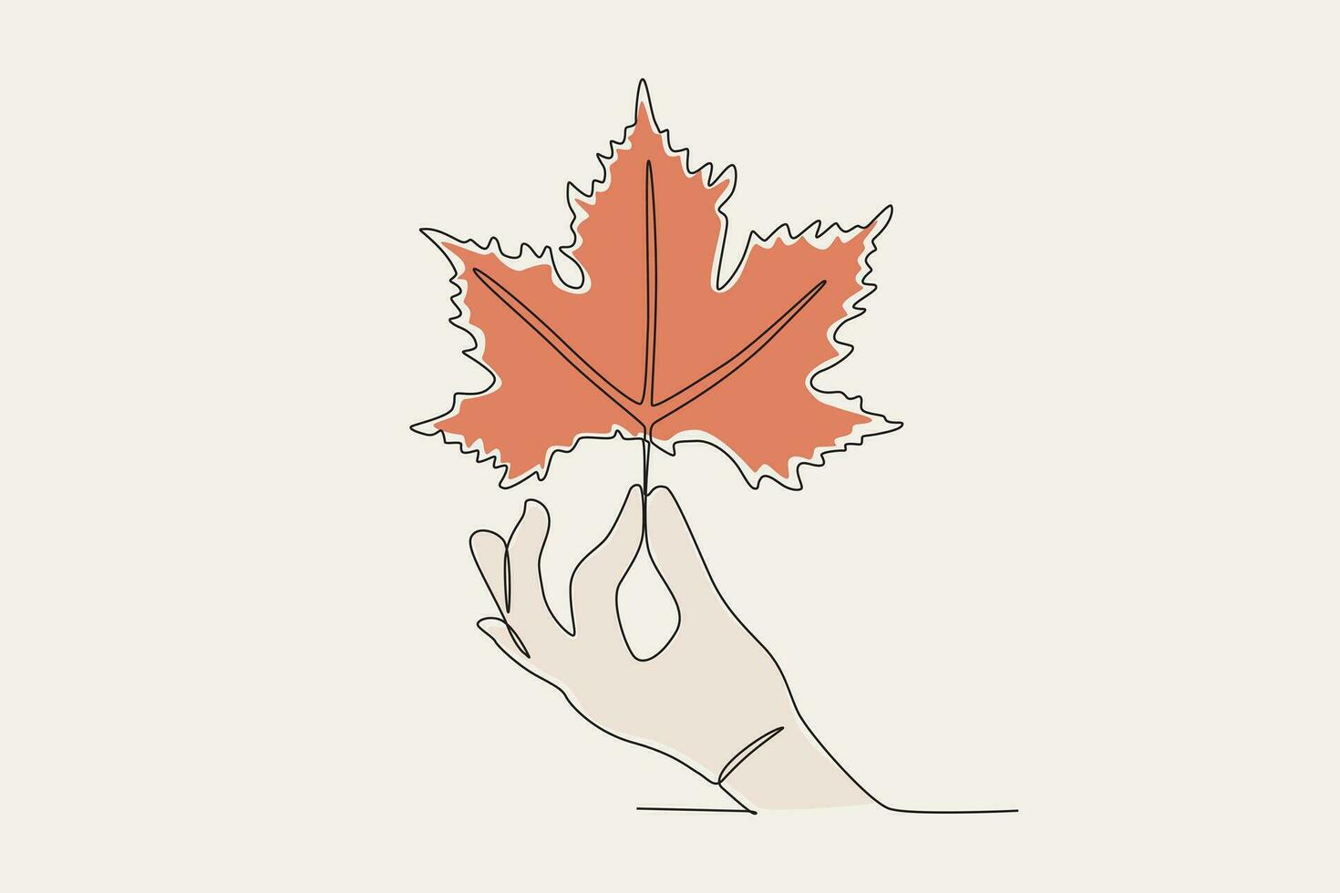 farbig Illustration von ein Hand halten Herbst Blätter vektor