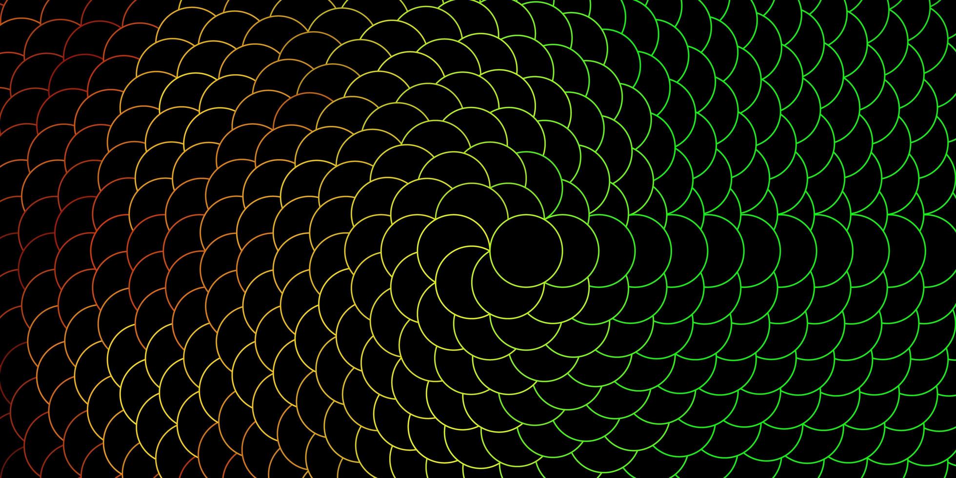 mörkgrön gul vektorbakgrund med cirklar färgstark illustration med lutande prickar i naturstilmönster för företagsannonser vektor