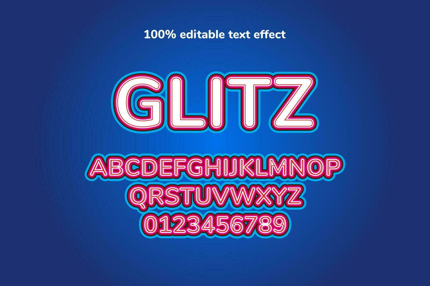 glitz text effekt, detta design är lämplig för broschyrer, t-shirts, banderoller, eller webb mönster vektor