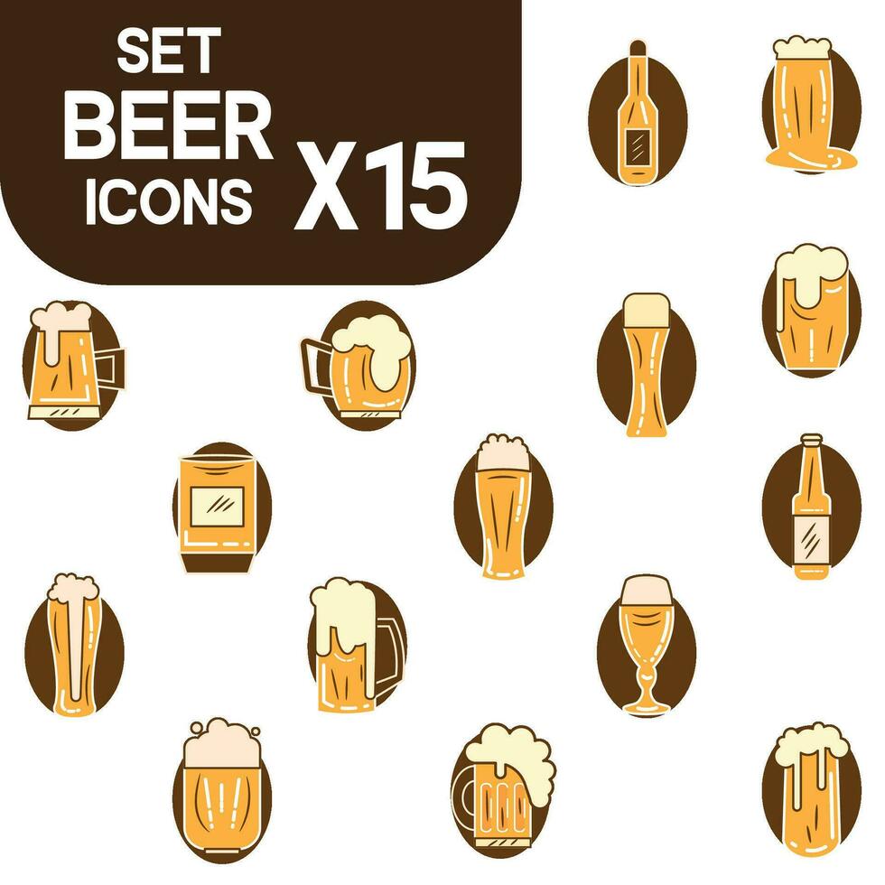 uppsättning av färgad öl ikoner vektor illustration