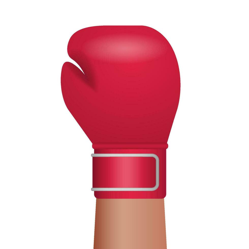 de hand i de röd boxning handske är Uppfostrad upp. de vinnare av de boxning mästerskap. vektor