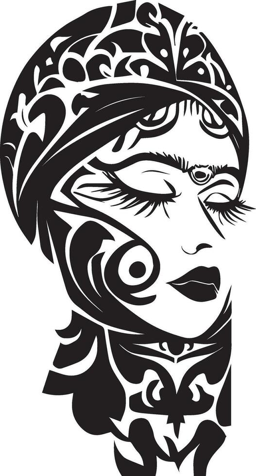 kvinnor ansikte tatuering design vektor illustration