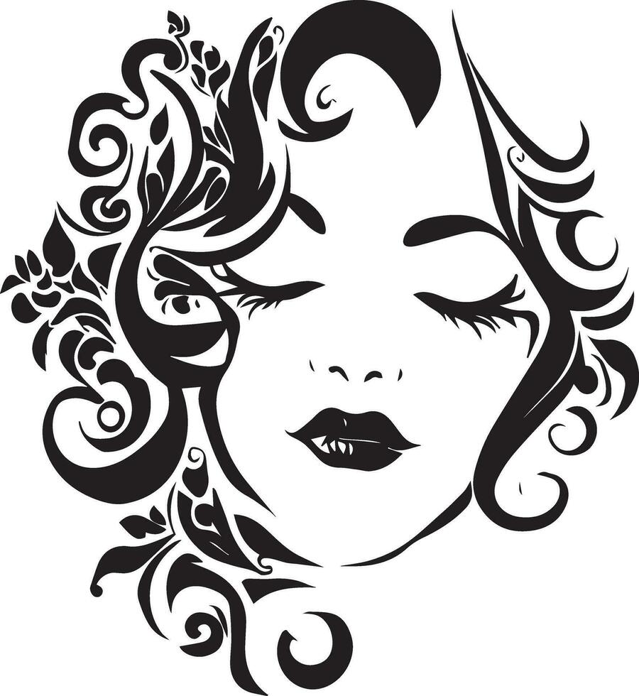 skön kvinnor ansikte vektor tatuering design illustration