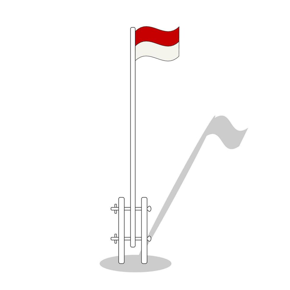 Indonesien Flagge Logo Symbol Symbol Fahnenstange Vektor Illustration