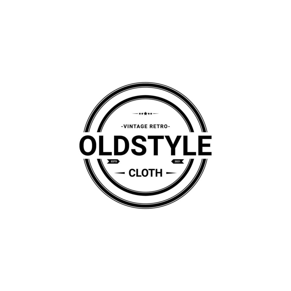 klassisk retro årgång märka bricka logotyp design lämplig för kläder, tyger, t-shirts, jackor, huvtröjor och Mer vektor