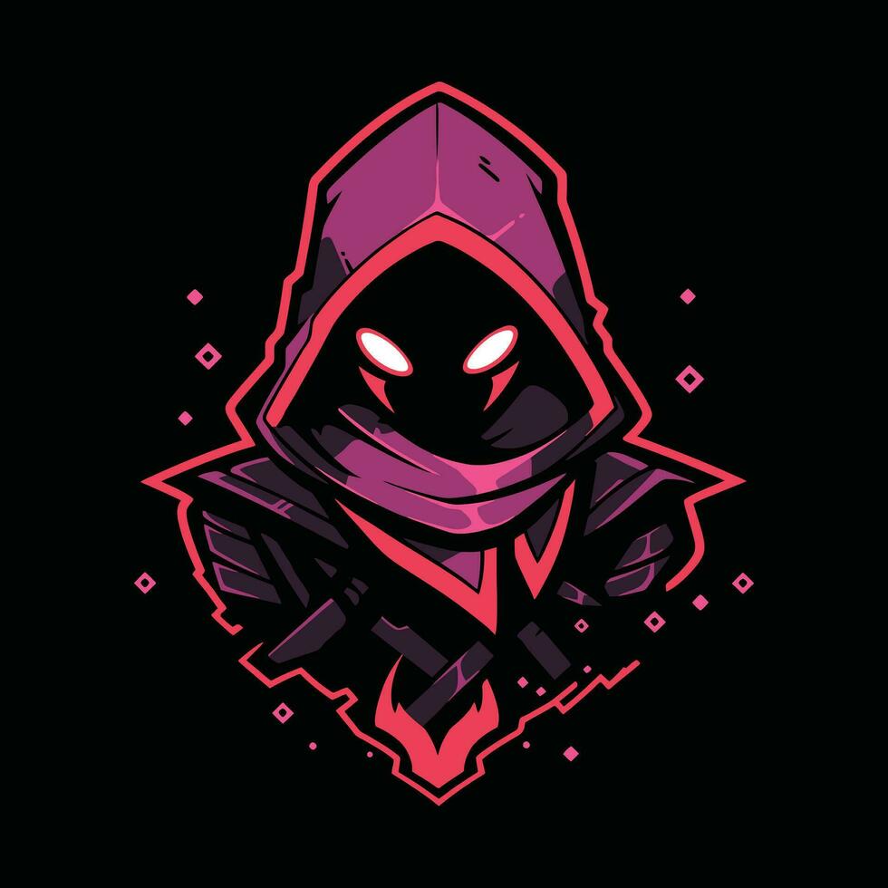 Ninja Kopf Maskottchen Logo zum Esport. Ninja T-Shirt Design. Ninja Logo. Ninja Aufkleber vektor