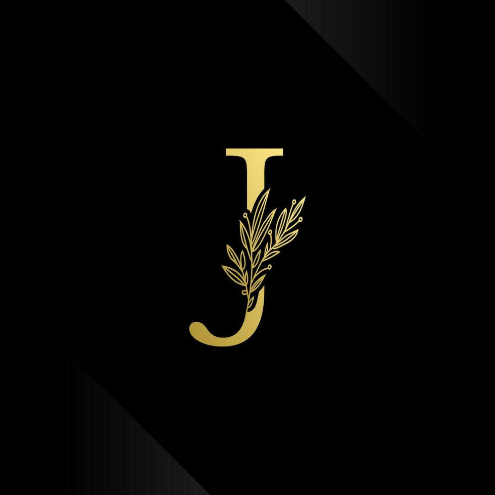 Brief j mit Blumen Blätter. Vektor Illustration zum Hochzeit, Logo, Gruß Karten, Einladungen Vorlage Design