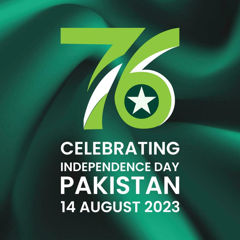 14 augusti 76 år firande av pakistan oberoende dag vektor