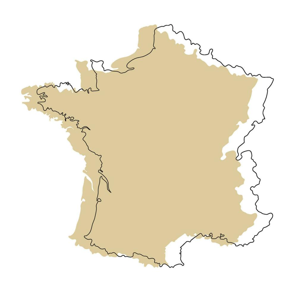 Frankrike eller franska Karta 3d Färg. vektor