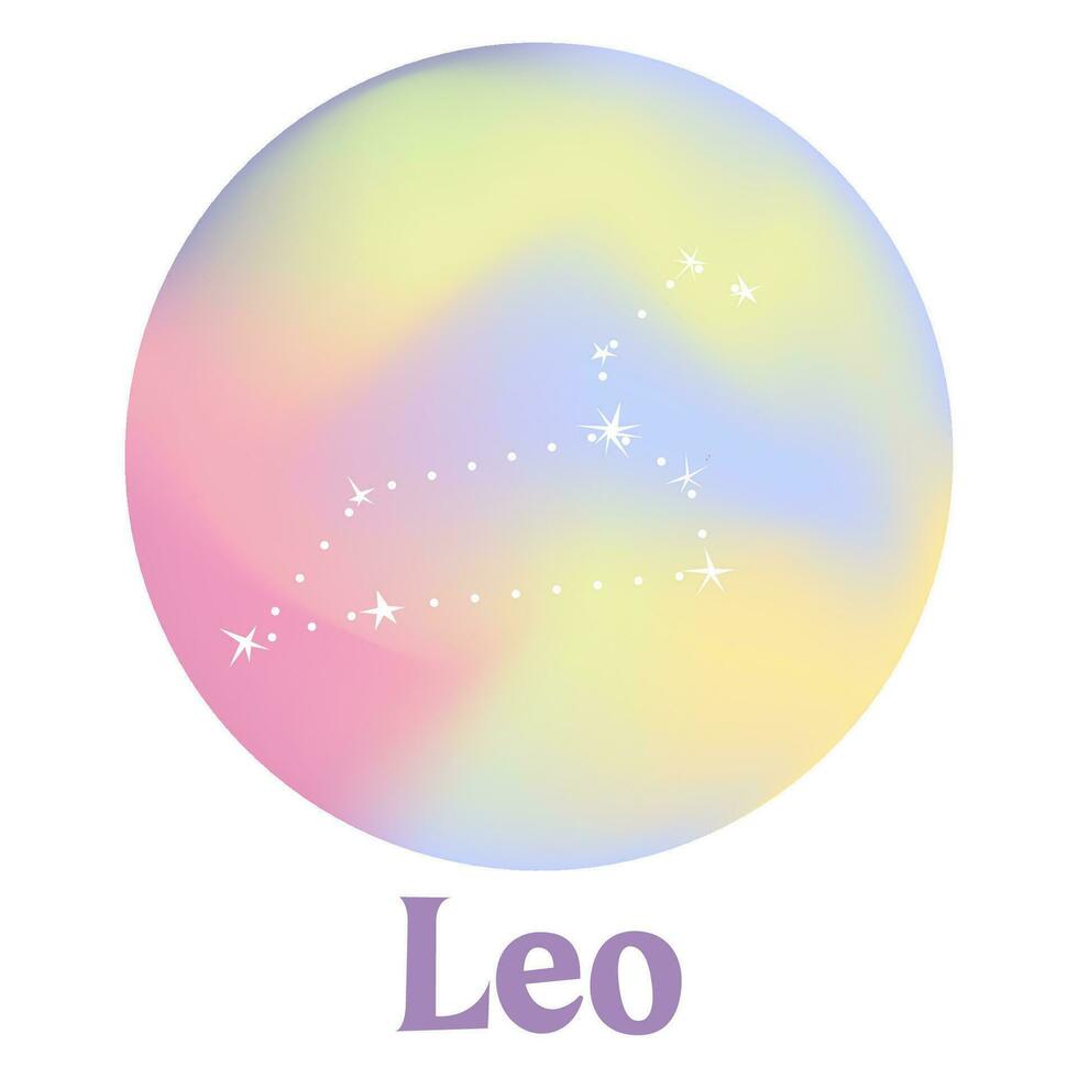 zodiaken tecken på en holografiska lutning bakgrund. astro horoskop. leo. srock vektor illustration