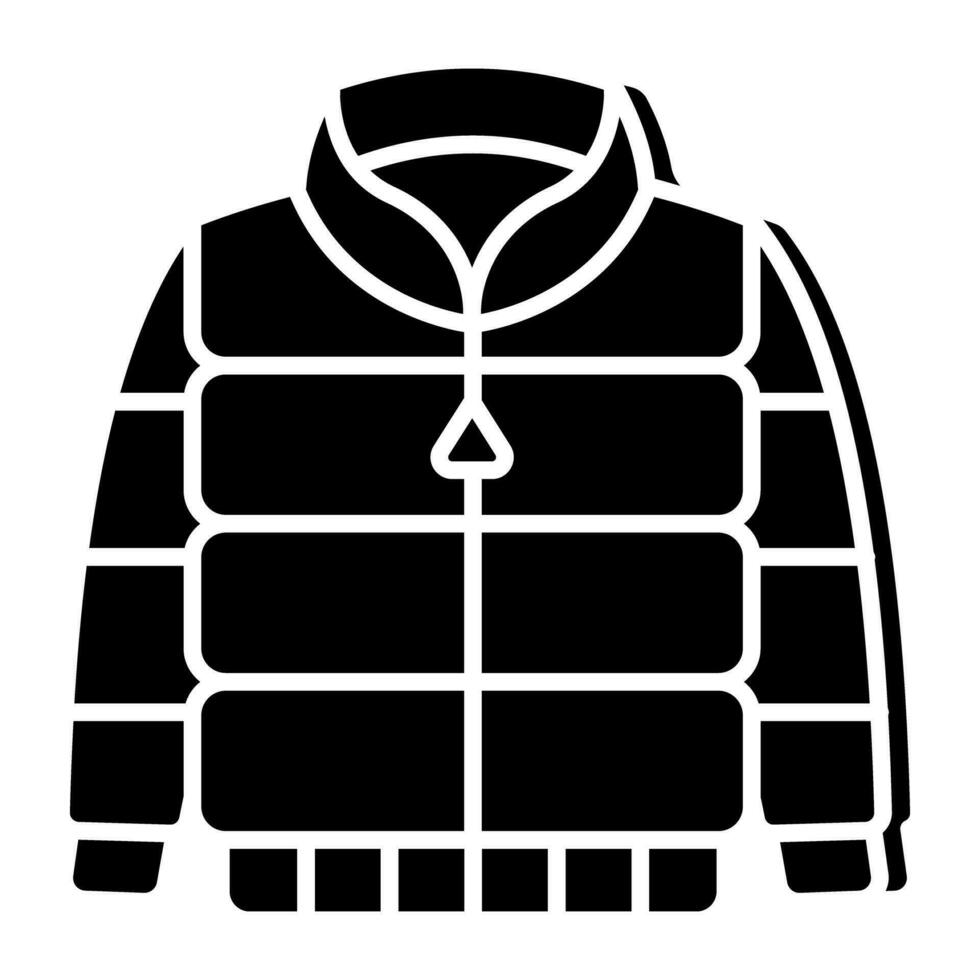 Symbol von Puffer Jacke im eben Design vektor