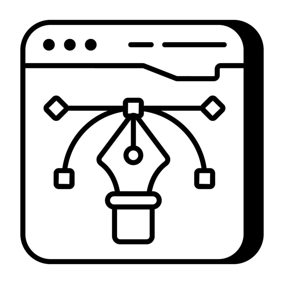 penna med noder, bezier verktygsikon vektor